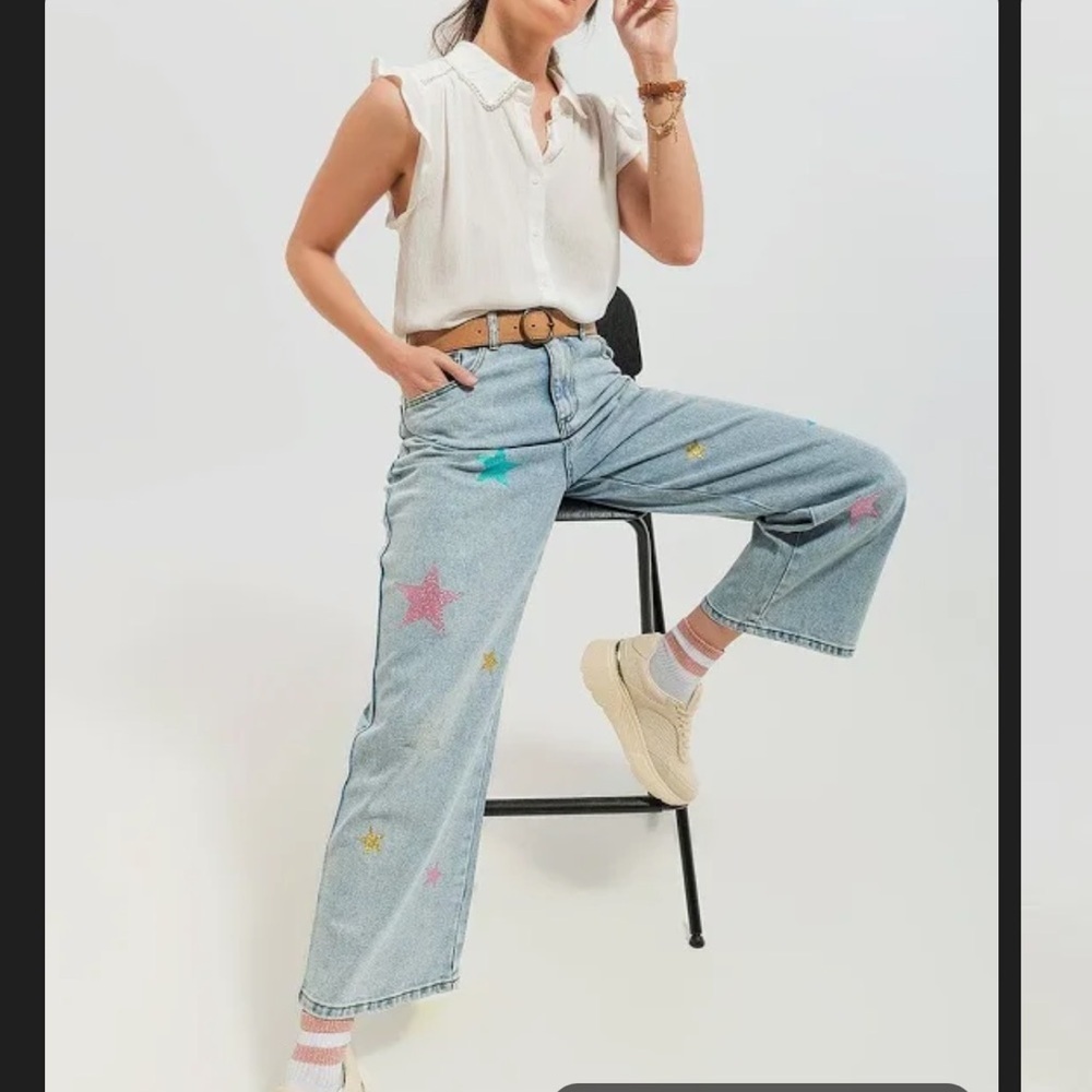 Q2 Jeans with Star Print XS